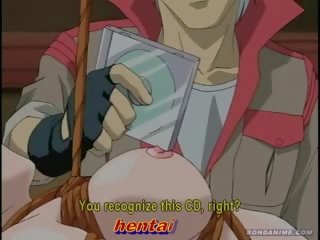 Amarrado para cima hentai miúda incondicional fodido n cummed