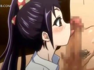 Lascivious anime teeny blowing and fucking giant dick