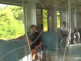 Adorable Carla sucking fat big phallus in a train